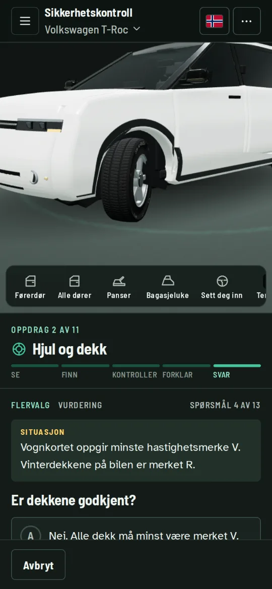Et spørsmål om vinterdekk med flere svaralternativer